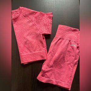 Aybl- Evolve speckle seamless short and top set - Coral pink